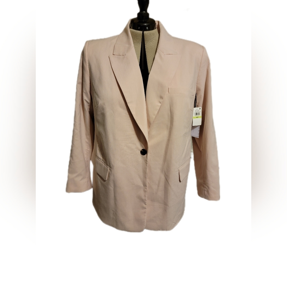 🔖🎉NWT🎉 1.State Relaxed Fit Oversized Padded Shoulder Blazer Pink Sz 18w